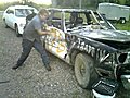 KevinKruftfreakingoutonhisderbycar
